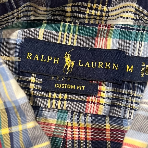 Ralph Lauren Men’s Custom Fit Multicolor Plaid Button Down Shirt Medium Slim - Picture 10 of 15